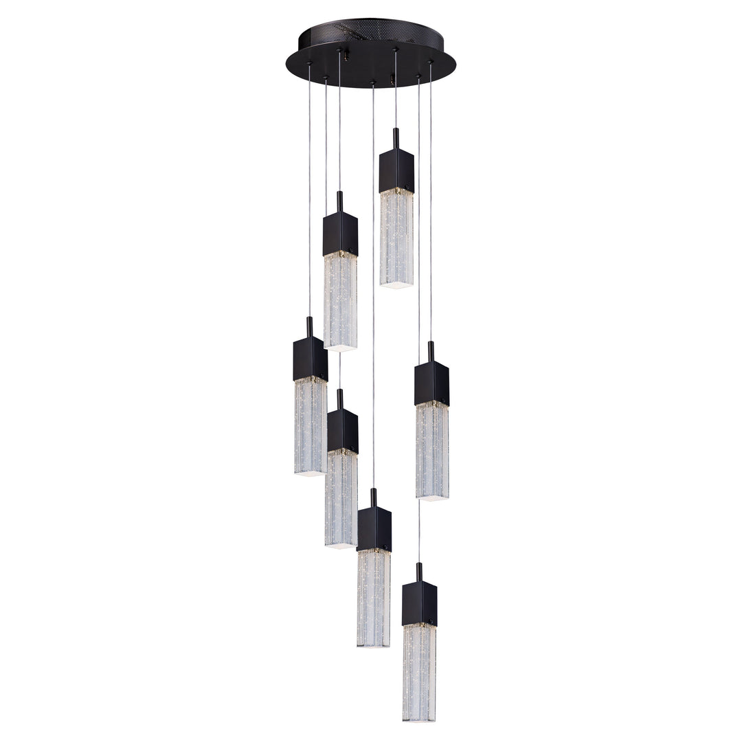Fizz III 7-Light LED Pendant by ET2 Lighting in Bronze, front view