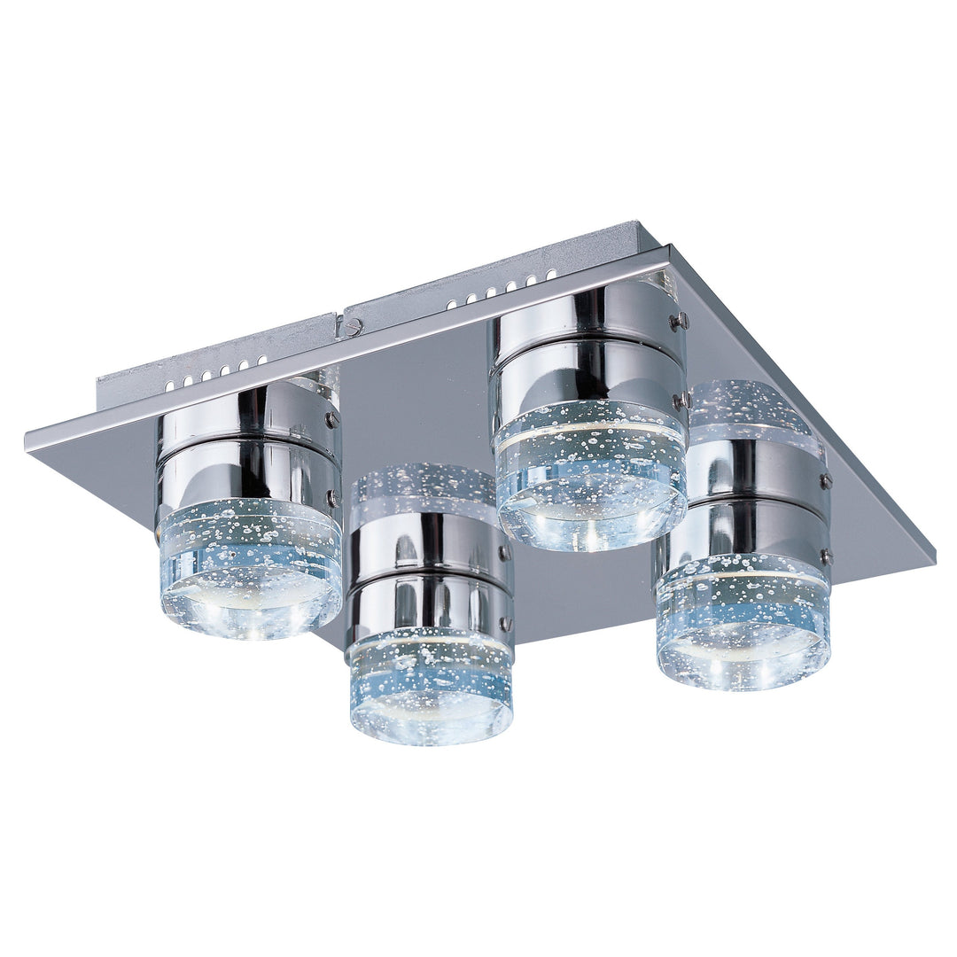 Fizz IV 4-Light LED Flush Mount by ET2 Lighting in Polished Chrome, front view