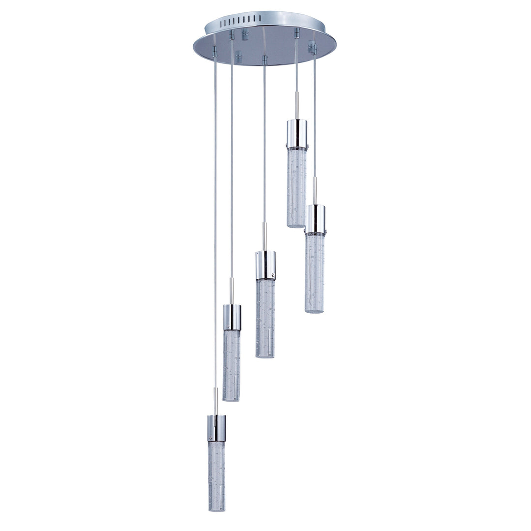 Fizz IV 5-Light LED Pendant (14" W) by ET2 Lighting in Polished Chrome, front view