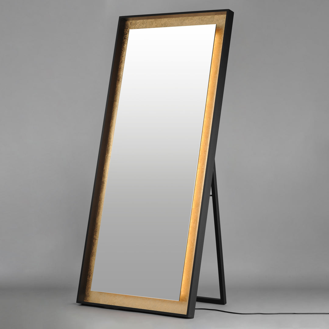Floating 30" x 67" LED Free Standing Mirror by ET2 Lighting, styled view 1