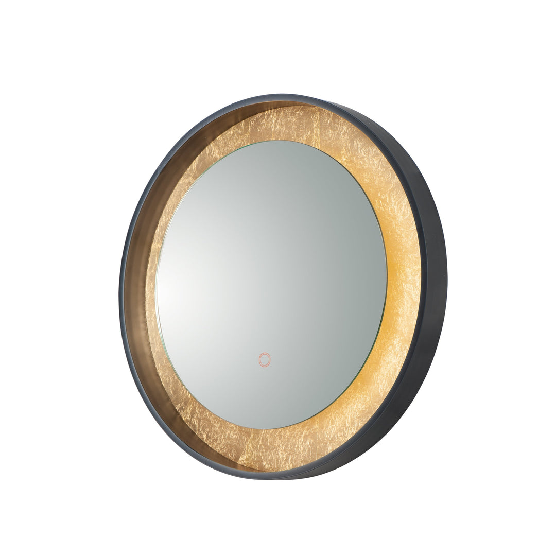 Floating LED Mirror Round 23.5" by ET2 Lighting in Gold Leaf / Black, front view