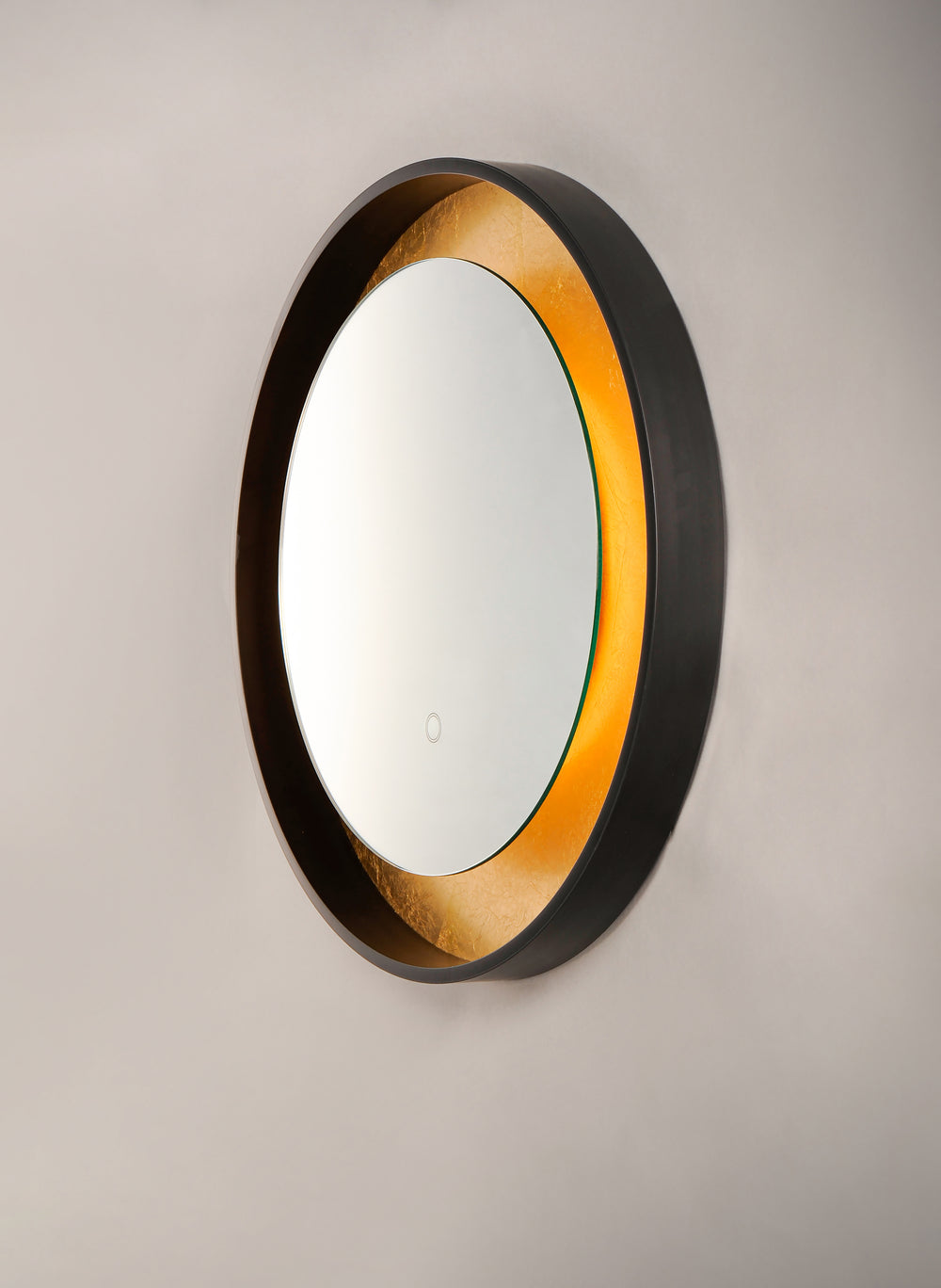 Floating LED Mirror Round 23.5" by ET2 Lighting, styled view 1