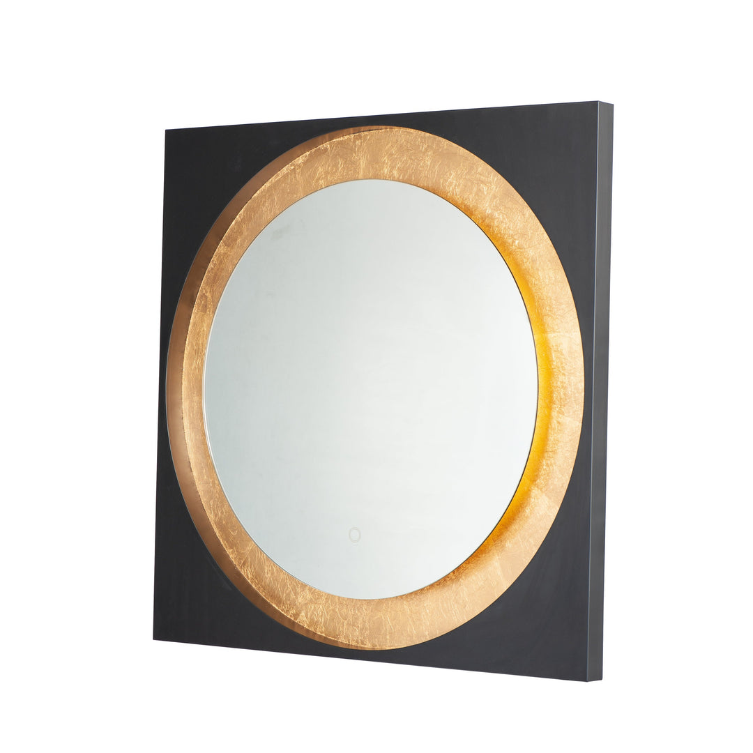 Floating LED Mirror Square 31.5" by ET2 Lighting in Gold Leaf / Black, front view