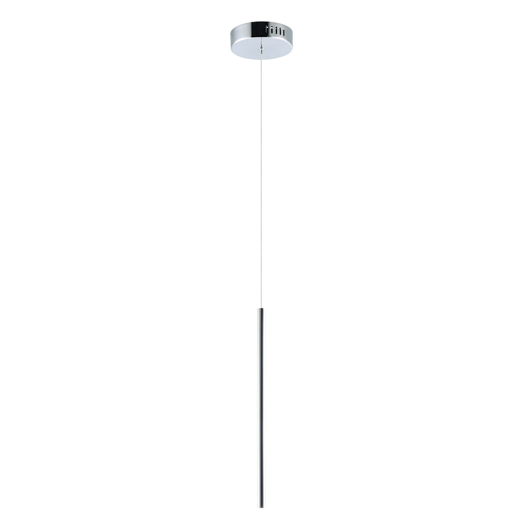 Flute 1-Light LED Pendant by ET2 Lighting in Polished Chrome, front view