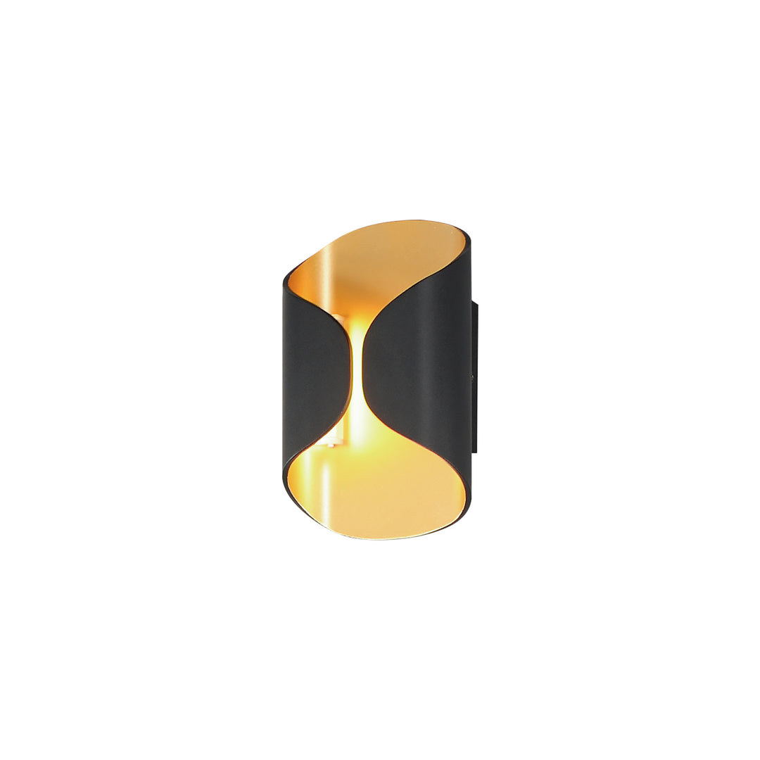Folio 10" LED Outdoor Wall Sconce by ET2 Lighting in Black / Gold, front view