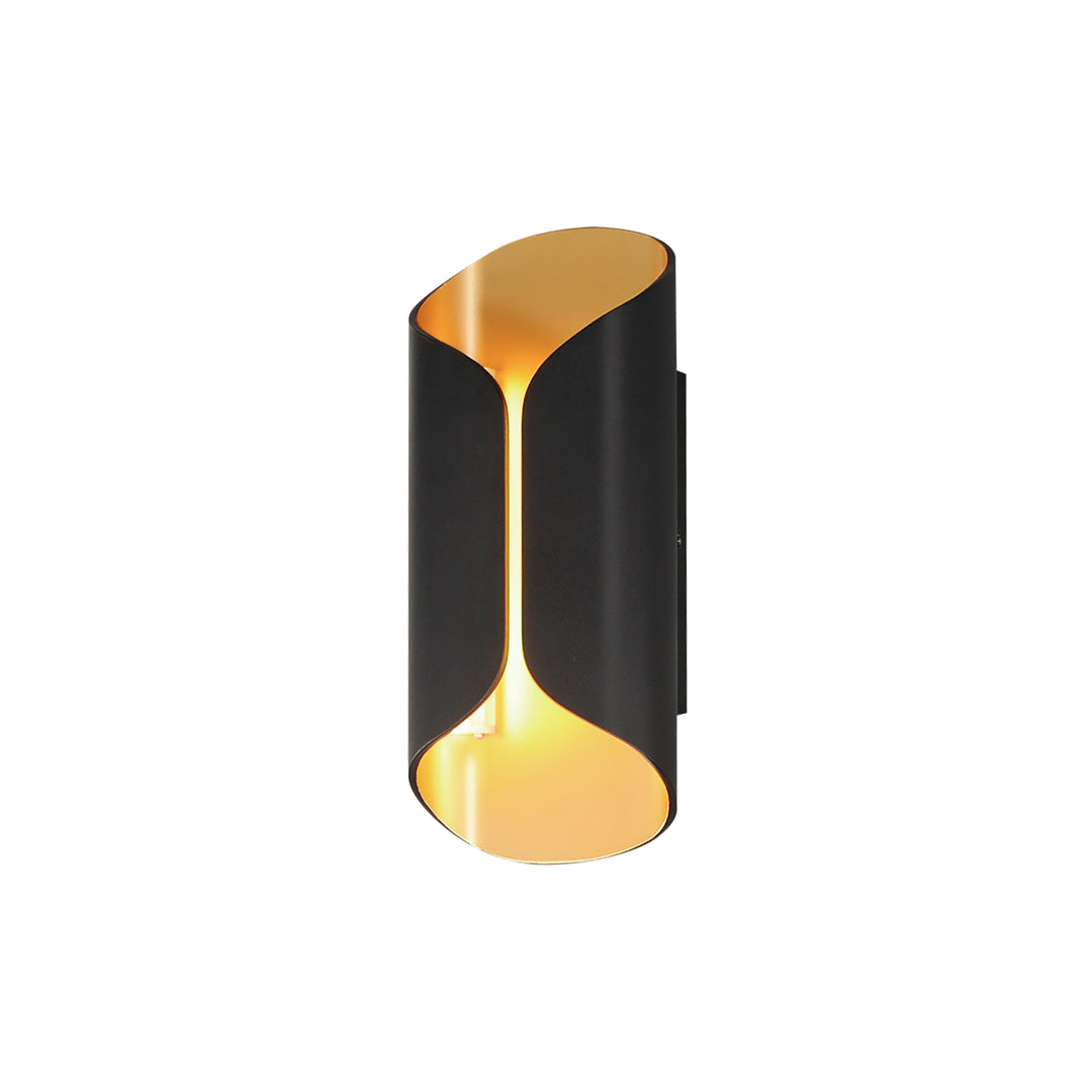 Folio 14" LED Outdoor Wall Sconce by ET2 Lighting in Black / Gold, front view