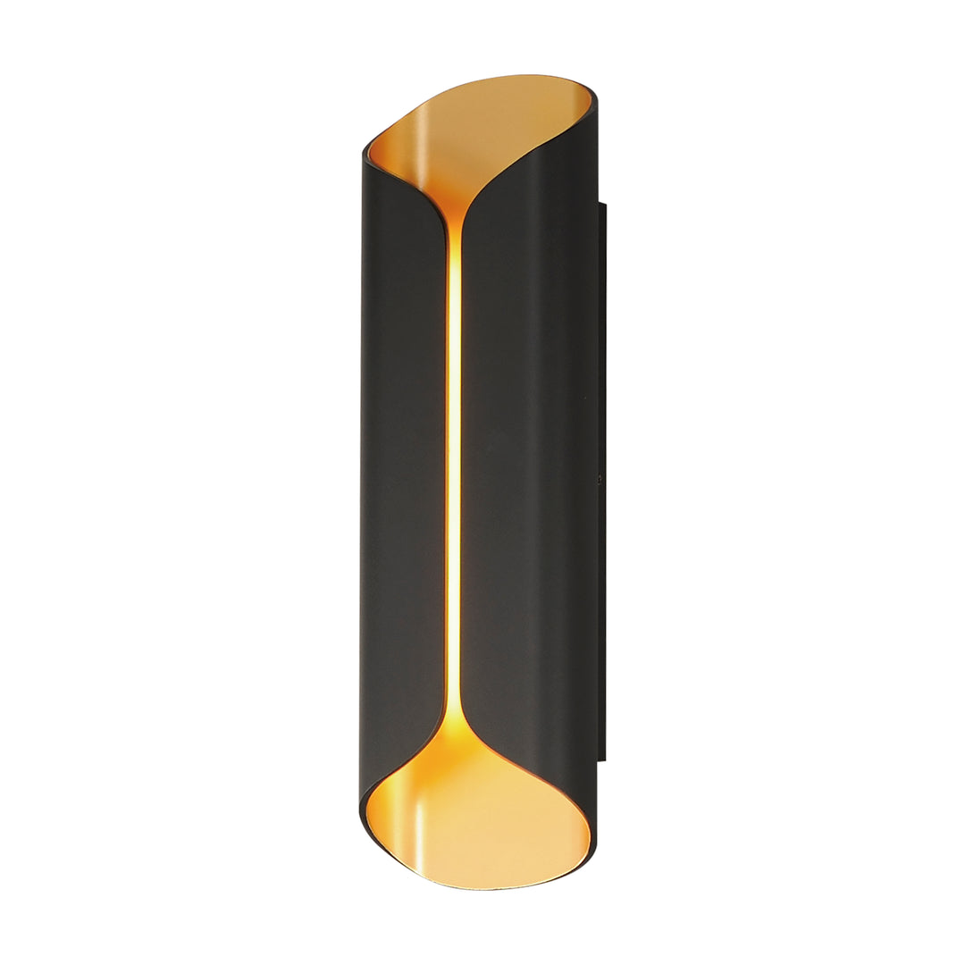 Folio 20" LED Outdoor Wall Sconce by ET2 Lighting in Black / Gold, front view
