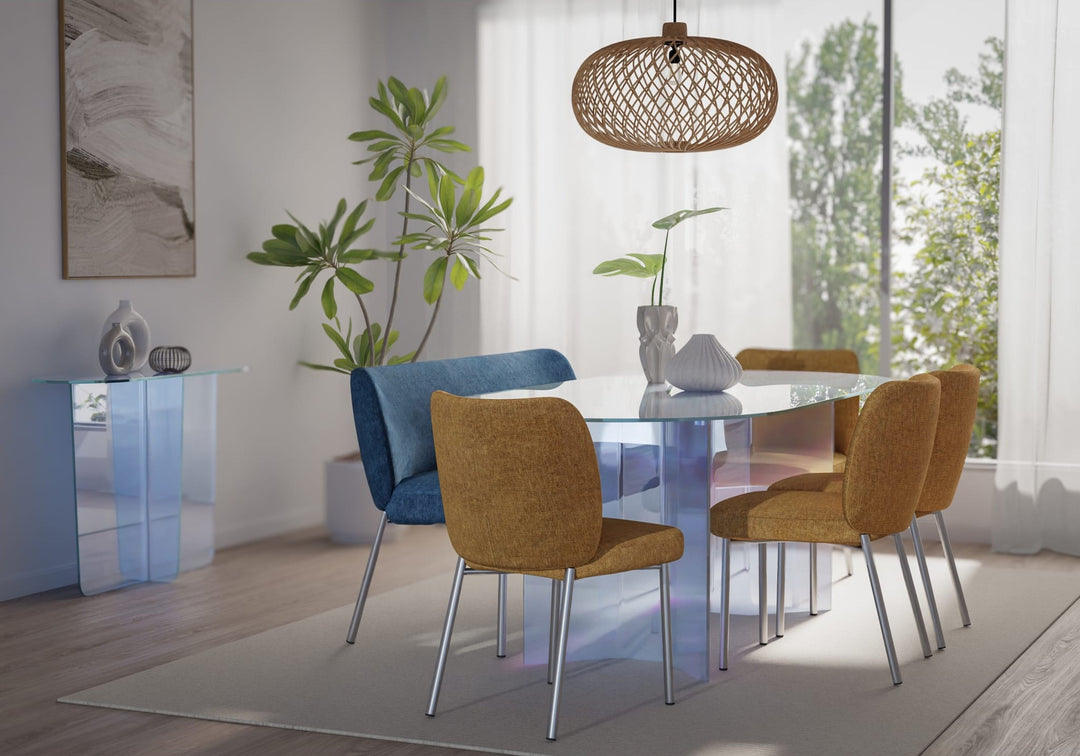 Fomo Chenille Dining Chair in Pineapple — lifestyle photo