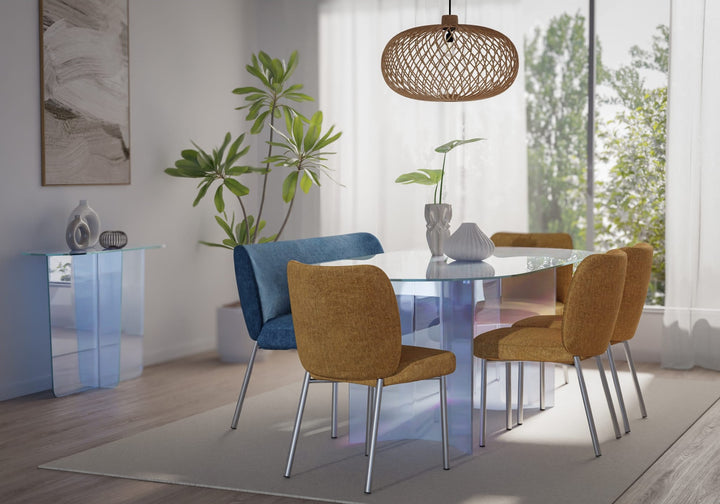 Fomo Chenille Dining Chair in Pineapple — lifestyle photo