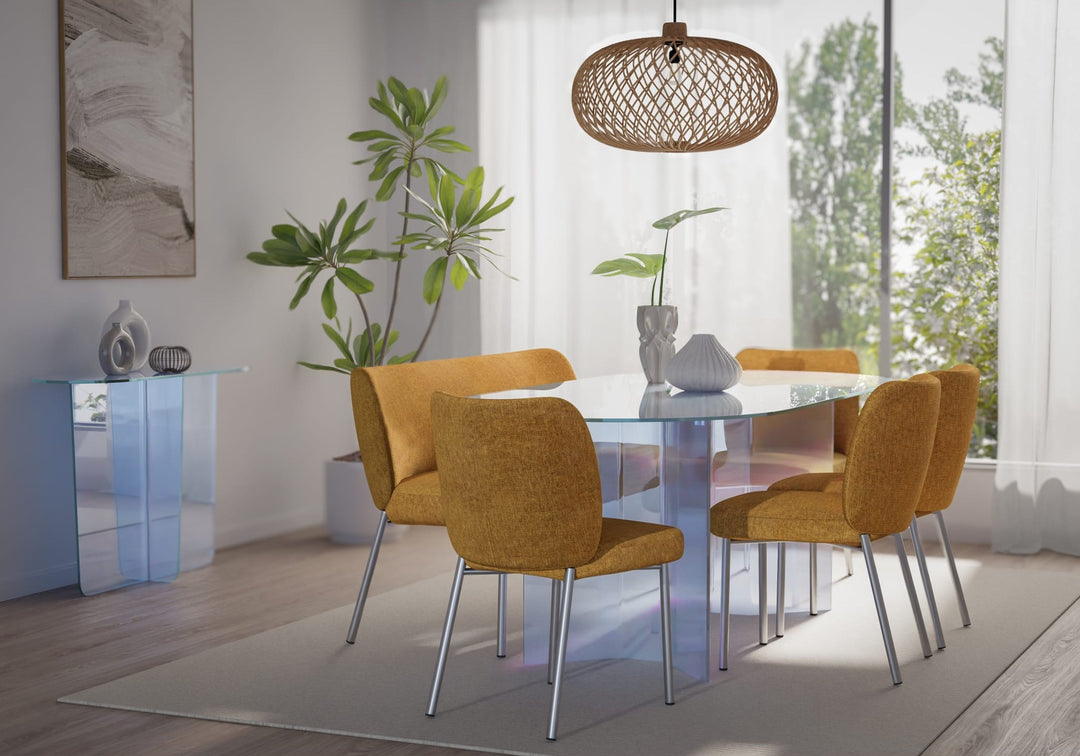 Fomo Chenille Dining Chair in Pineapple — lifestyle photo
