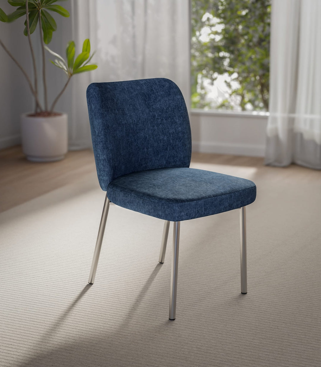 Fomo Chenille Dining Chair in Azure — lifestyle photo