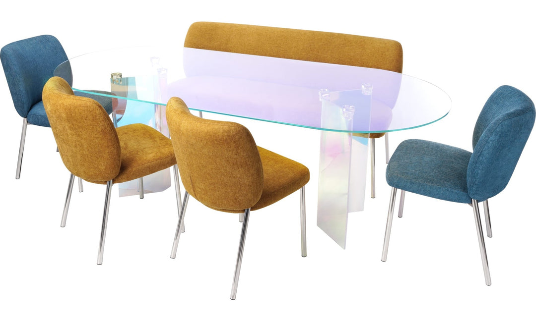 Fomo Chenille Dining Chair in Azure — product view on a white background
