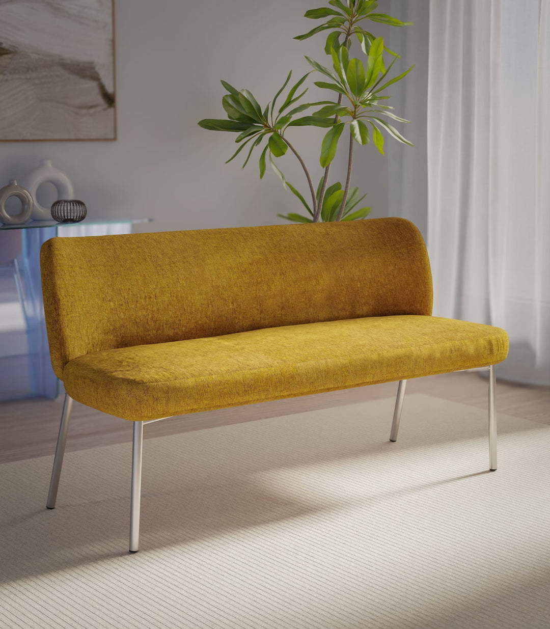 Fomo Chenille Settee in Pineapple — lifestyle photo
