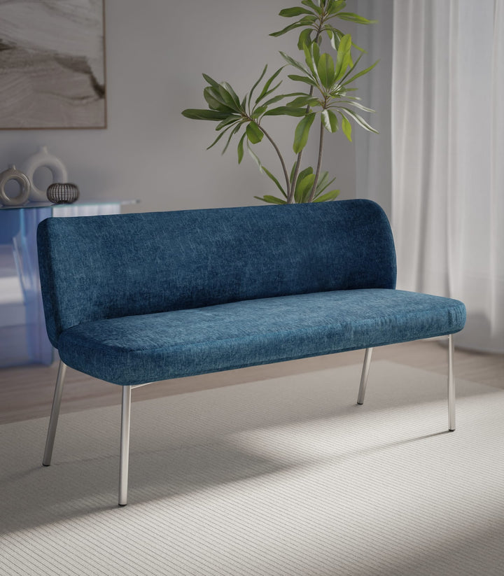 Fomo Chenille Settee in Azure — lifestyle photo