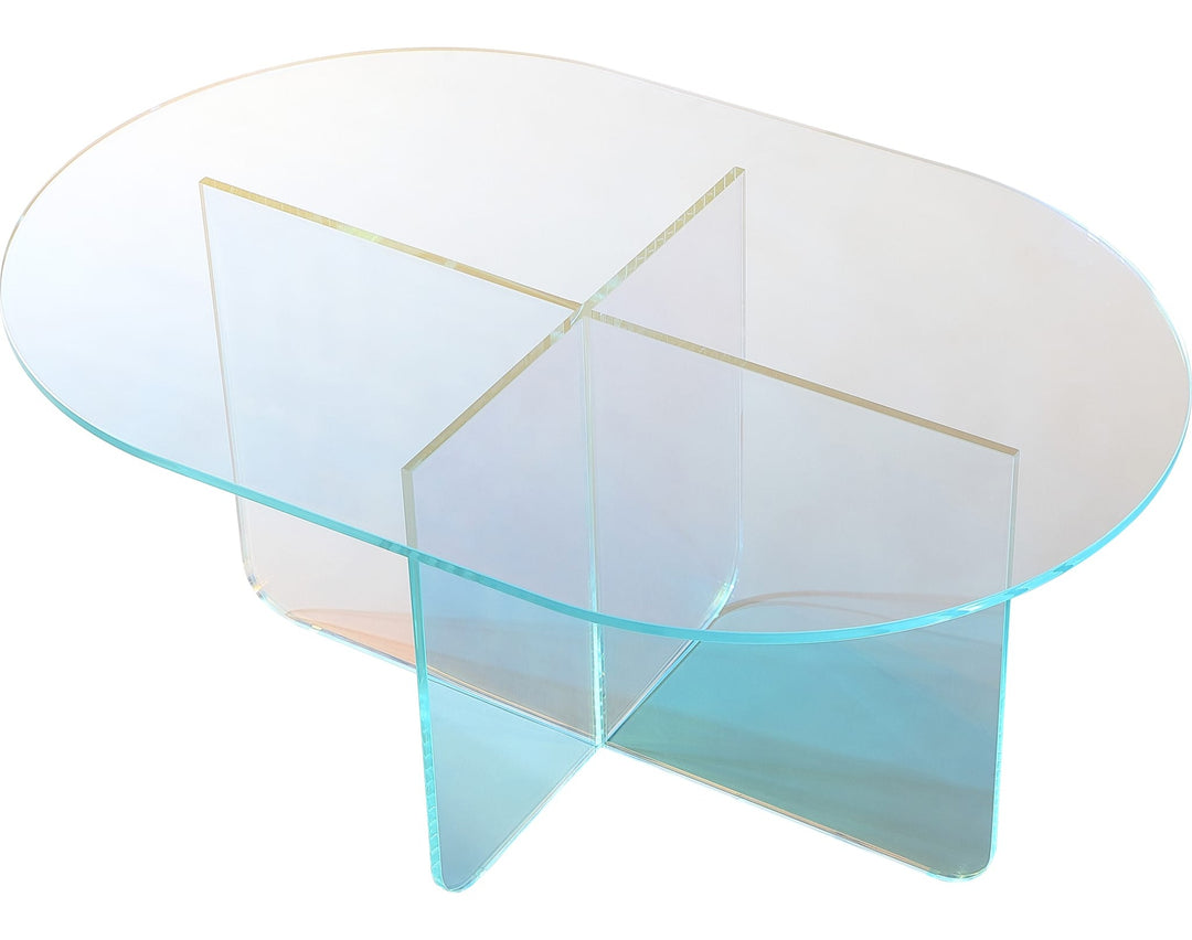 Fomo Iridescent Glass Coffee Table in Iridescent Glass — product view on a white background