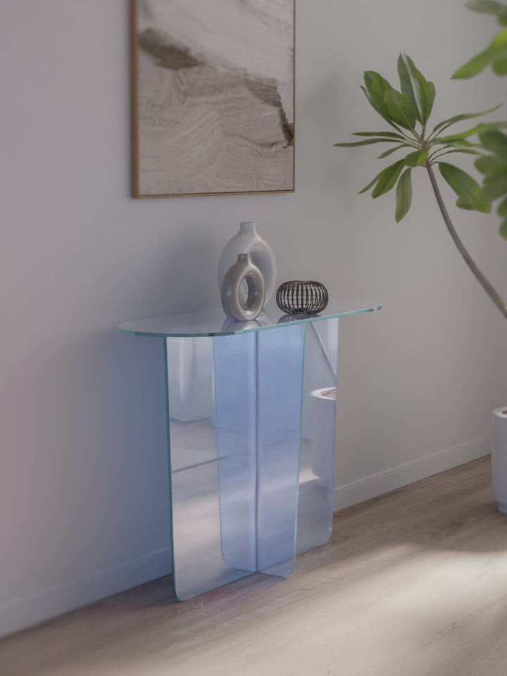 Fomo Iridescent Glass Console Table in Iridescent Glass — lifestyle photo