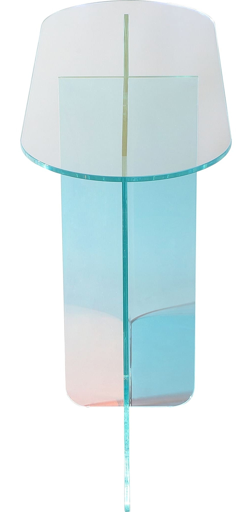 Fomo Iridescent Glass Console Table in Iridescent Glass — product view on a white background