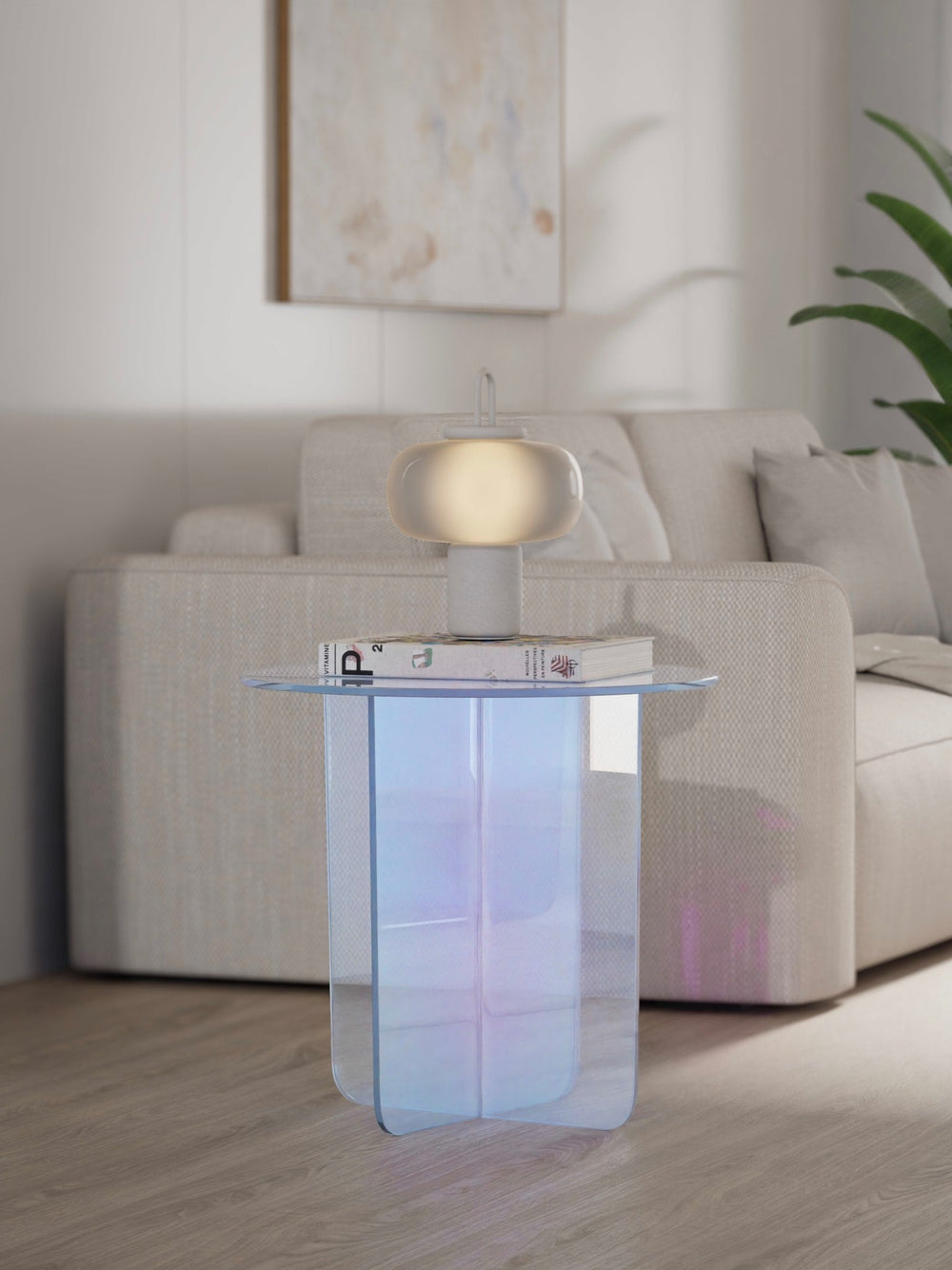 Fomo Iridescent Glass Large End Table in Iridescent Glass — lifestyle photo