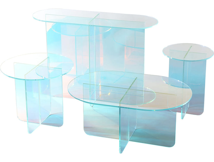 Fomo Iridescent Glass Large End Table in Iridescent Glass — product view on a white background