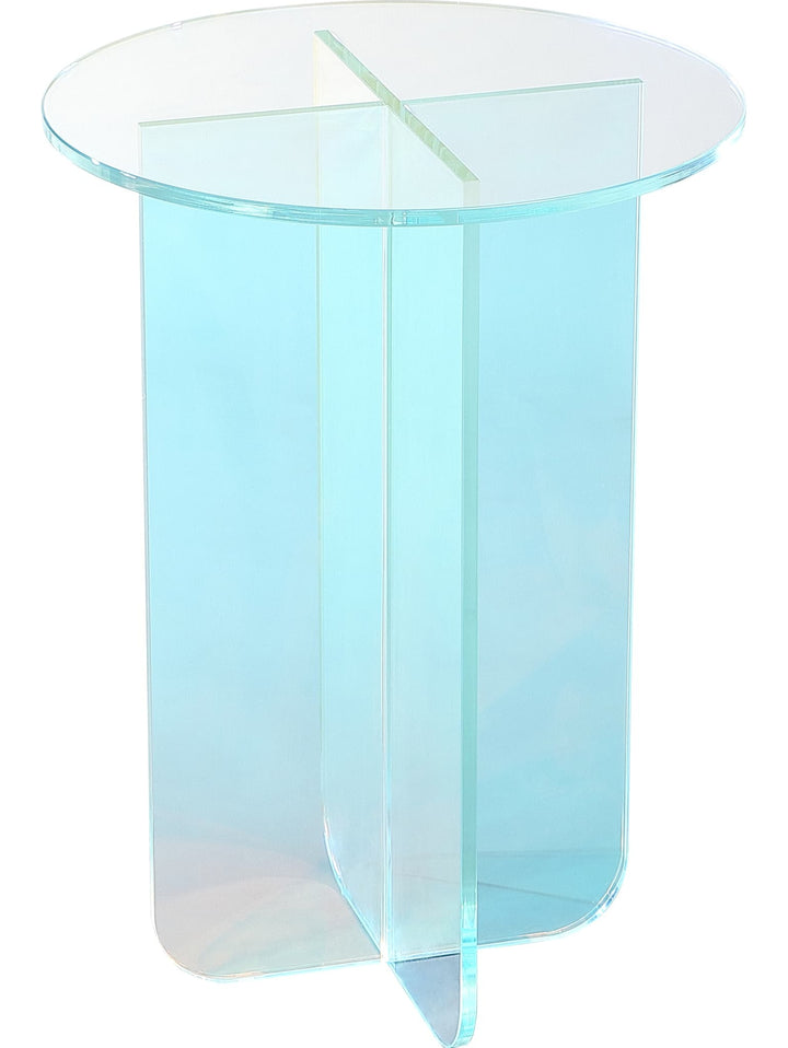 Fomo Iridescent Glass Small End Table in Iridescent Glass — product view on a white background