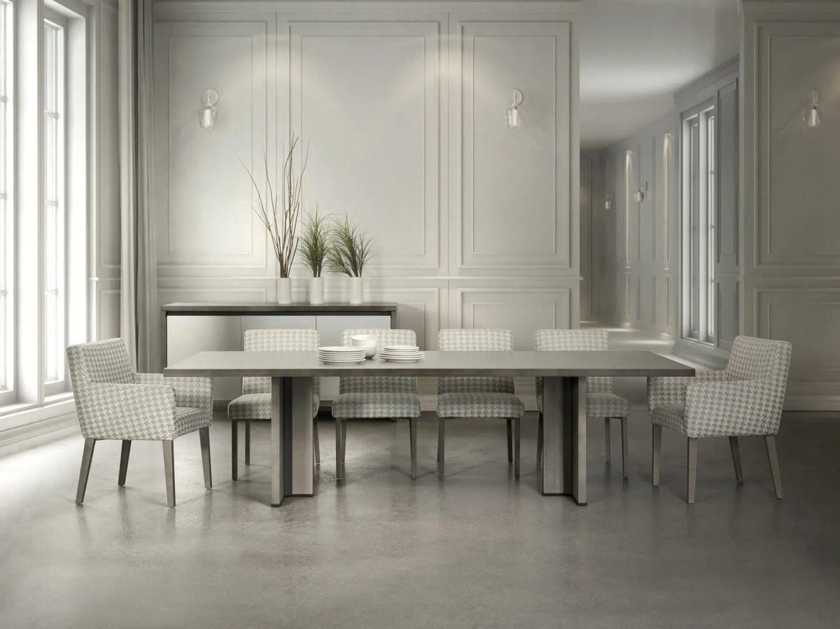 Modern dining table in a warm contemporary interior