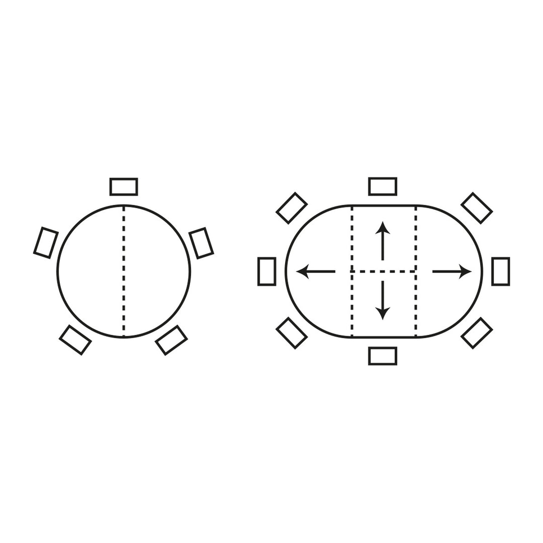 Frac Round Extendable Dining Table by Connubia line drawing