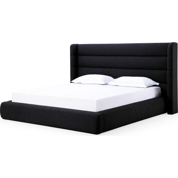 Frank Upholstered Wingback Platform Bed in Ember — white background, angled view