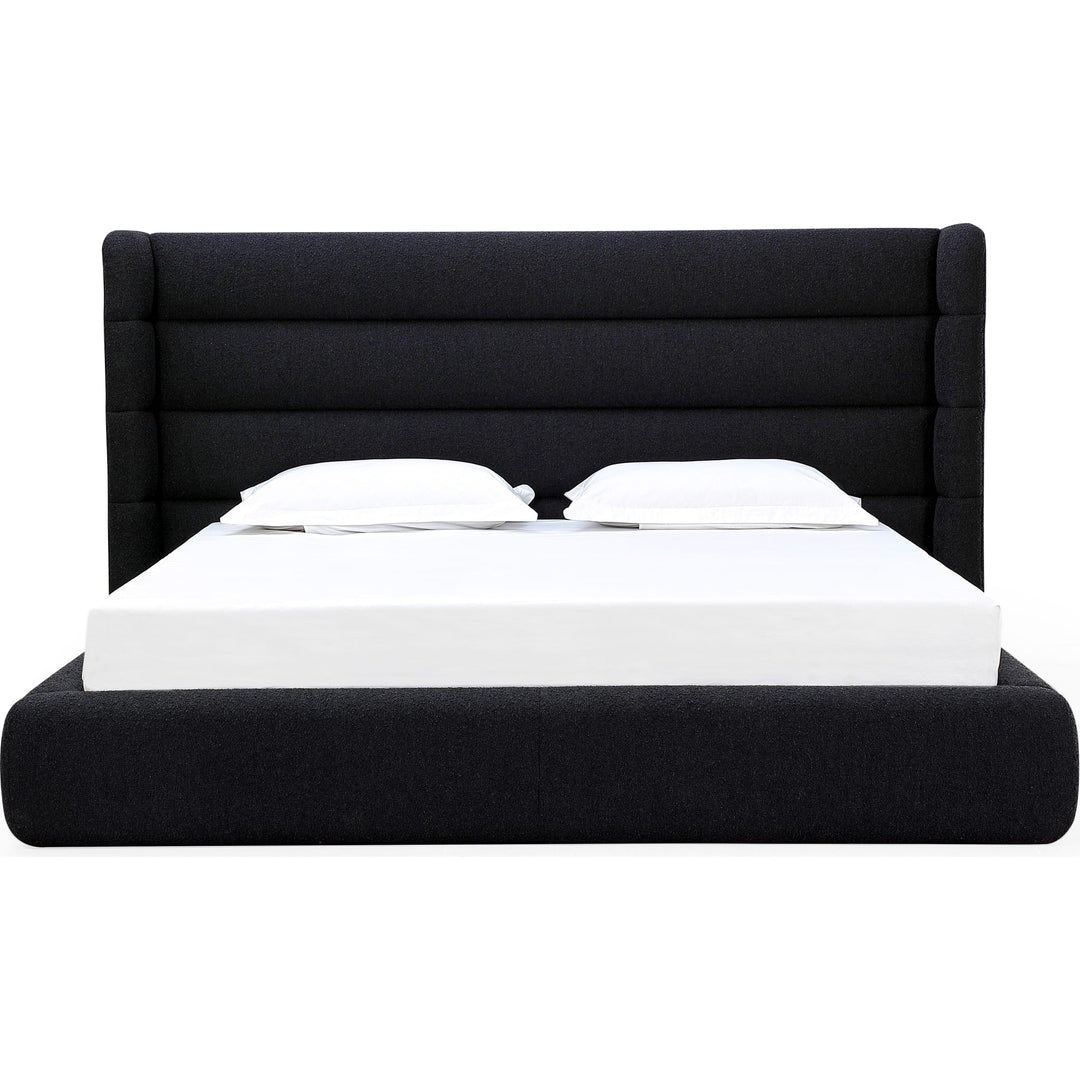 Frank Upholstered Wingback Platform Bed in Ember — white background, front view