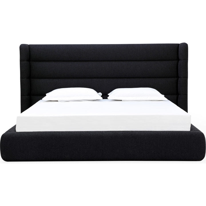 Frank Upholstered Wingback Platform Bed in Ember — white background, front view