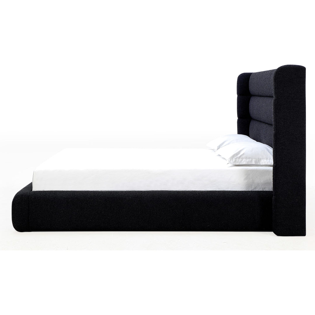 Frank Upholstered Wingback Platform Bed in Ember — white background, side profile