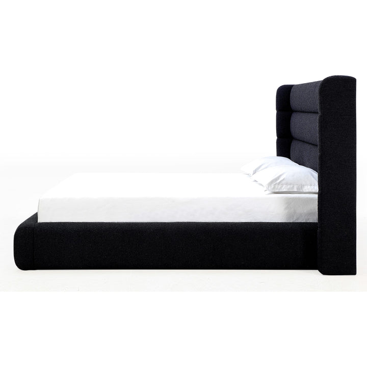 Frank Upholstered Wingback Platform Bed in Ember — white background, side profile