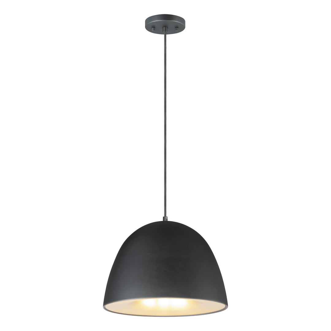 Fungo 16" LED Pendant by ET2 Lighting in Black / Satin Brass, front view