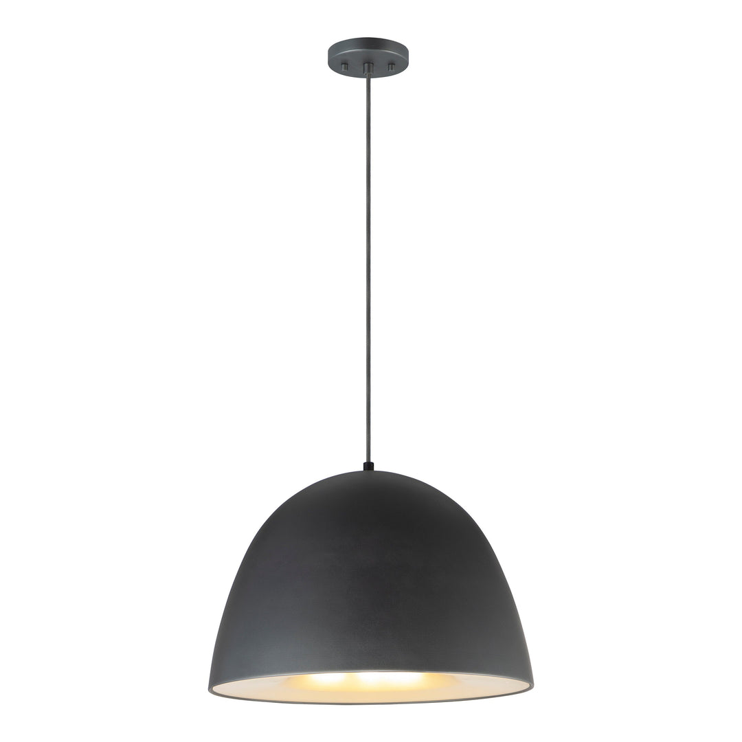 Fungo 24" LED Pendant by ET2 Lighting in Black / Satin Brass, front view
