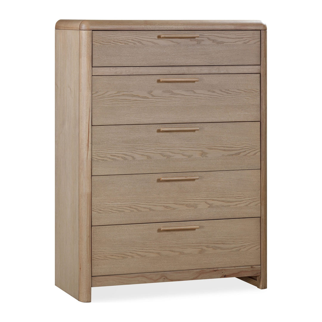 Furano Five Drawer Chest by Modus in Ginger — white background, angled view