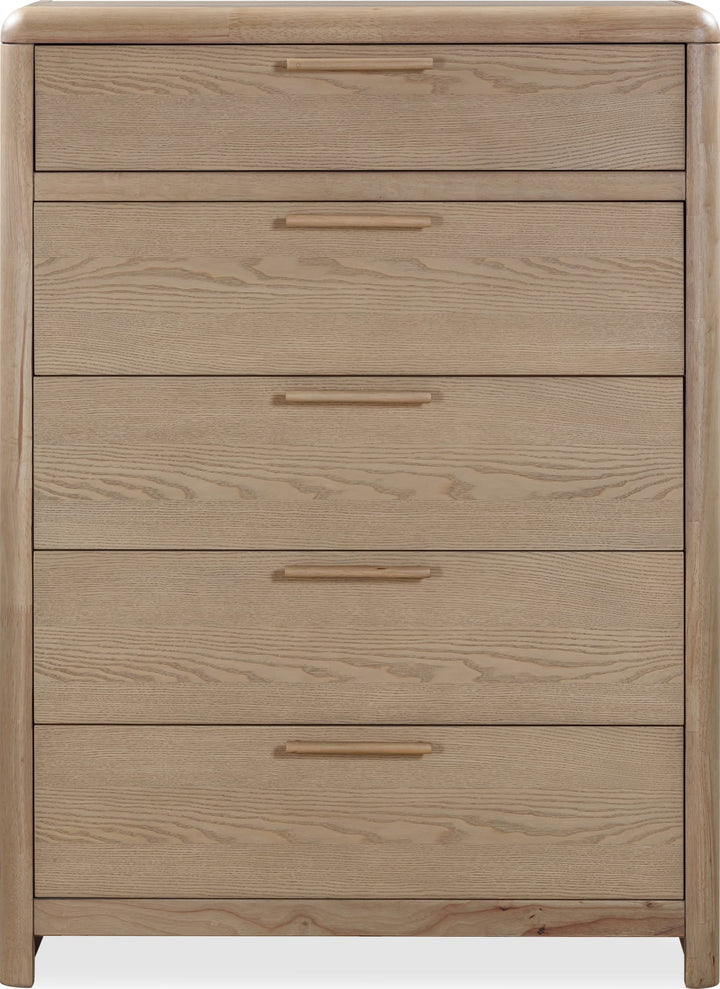 Furano Five Drawer Chest in Ginger — white background, front view