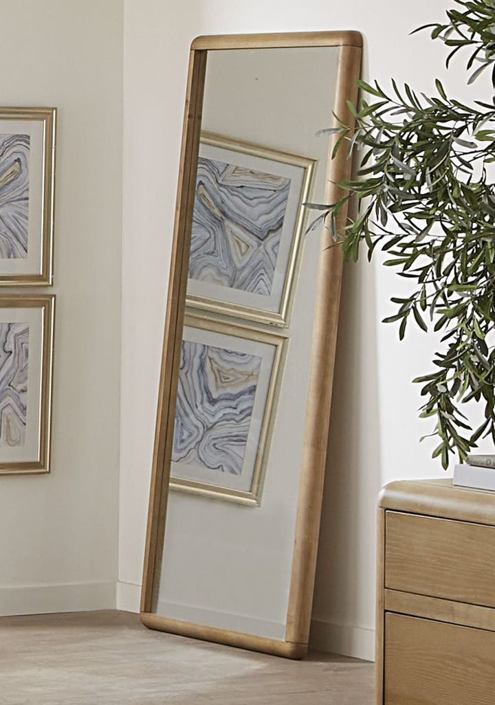 Furano Floor Mirror in Ginger leaning in a styled bedroom corner
