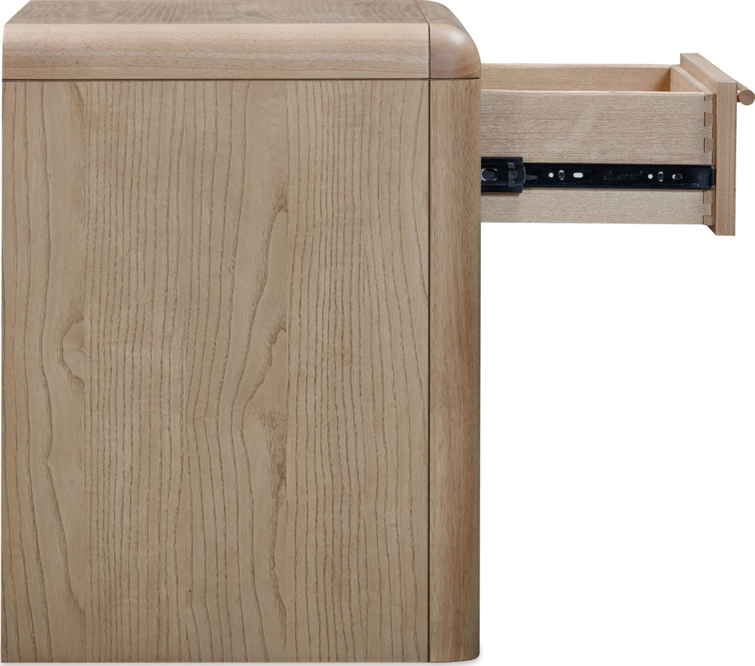 Furano One Drawer One Shelf Nightstand in Ginger — side view with drawer open