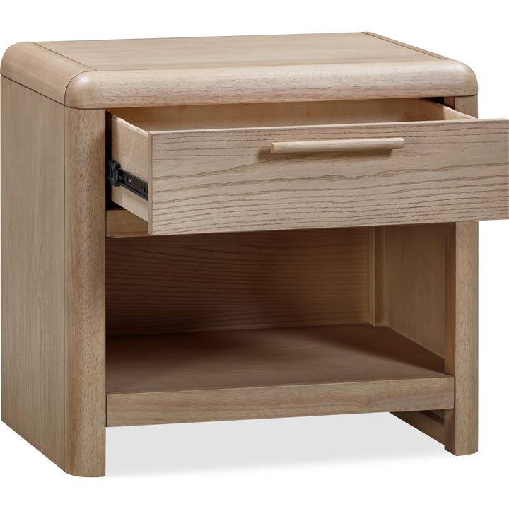 Furano One Drawer One Shelf Nightstand in Ginger — drawer open