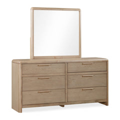 Furano Six Drawer Dresser by Modus in Ginger with the Furano mirror (sold separately) — white background, angled view