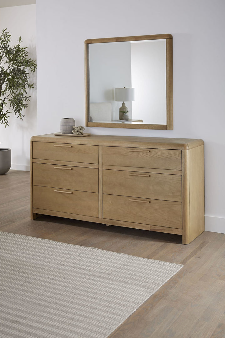 Furano Six Drawer Dresser in Ginger styled with the Furano mirror (sold separately)