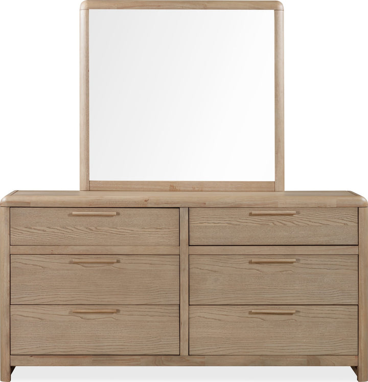Furano Six Drawer Dresser in Ginger with the Furano mirror (sold separately) — white background, front view