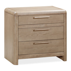 Furano Three Drawer Nightstand by Modus in Ginger — white background, angled view