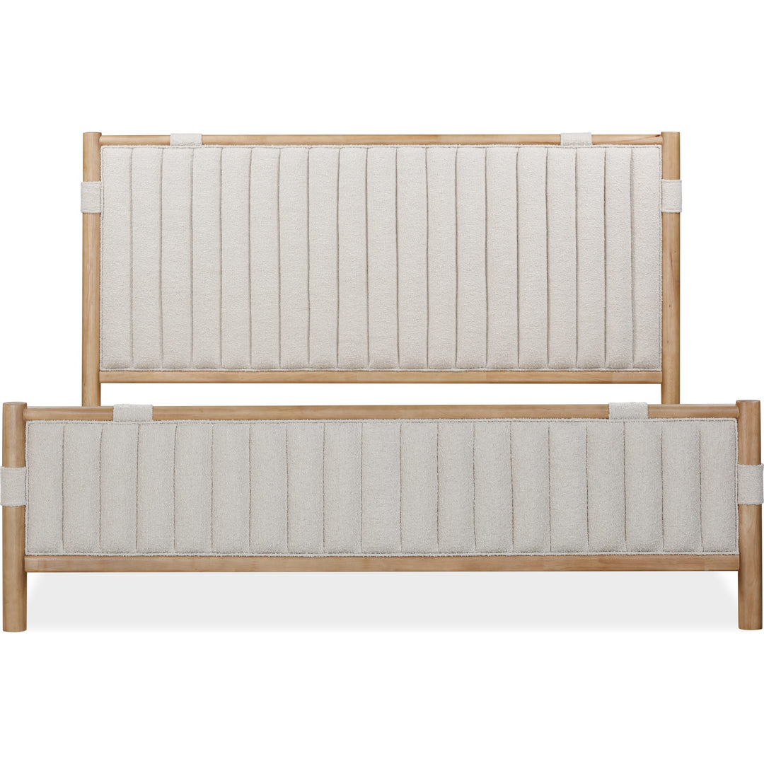 Furano Upholstered Panel Bed — front view without mattress showing upholstered footboard