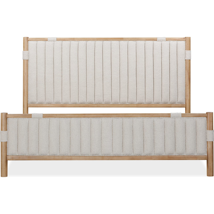 Furano Upholstered Panel Bed — front view without mattress showing upholstered footboard