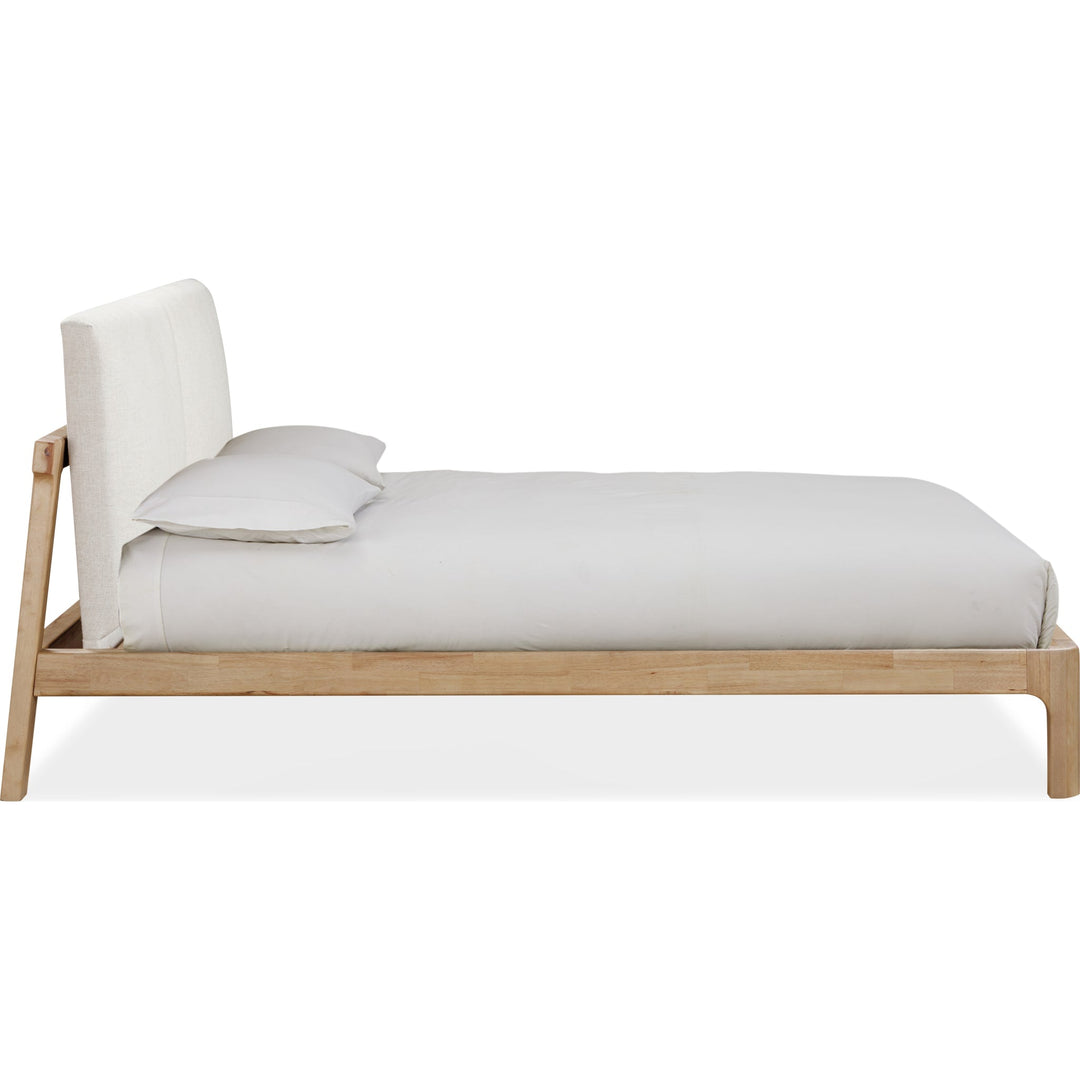 Furano Upholstered Two Cushion Platform Bed — white background, side profile