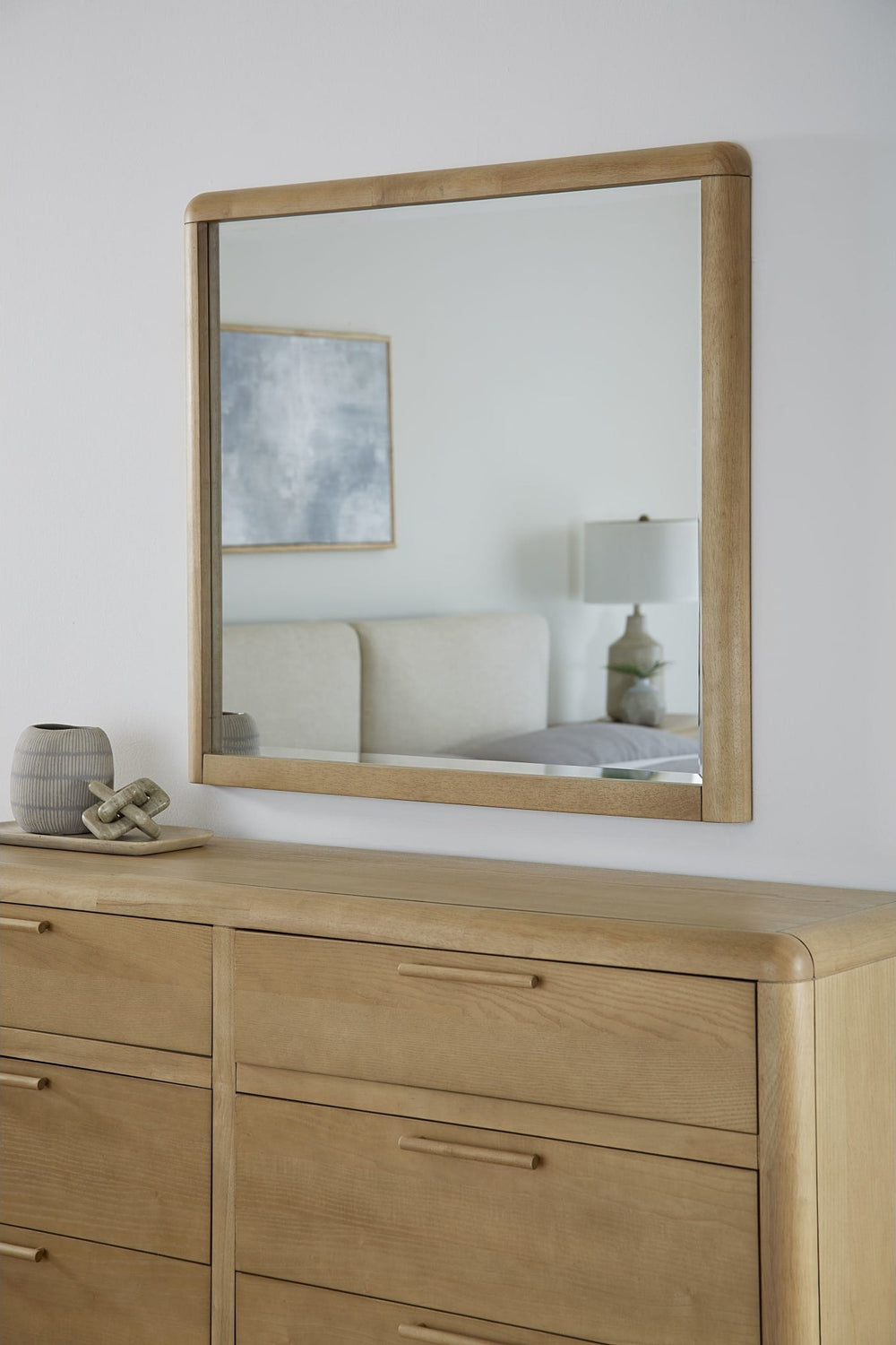 Furano Wall or Dresser Mirror in Ginger mounted above the Furano dresser (sold separately)
