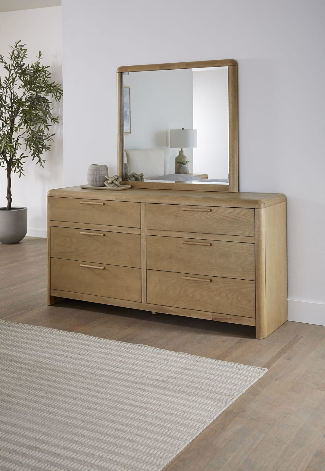 Furano Wall or Dresser Mirror on the Furano dresser (sold separately) in a bright room