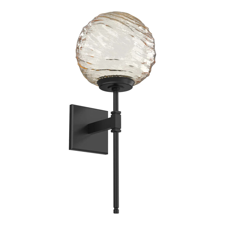 Gaia Belvedere Sconce by Hammerton Studio in Matte Black with Amber glass