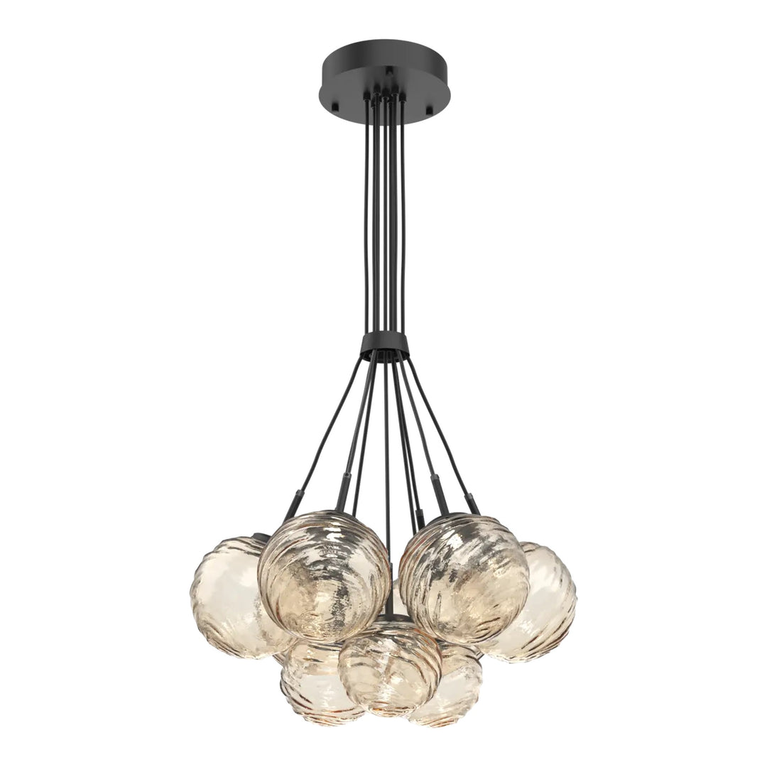 Gaia Cluster Bloom by Hammerton Studio – 9 Lights in Matte Black with Amber glass