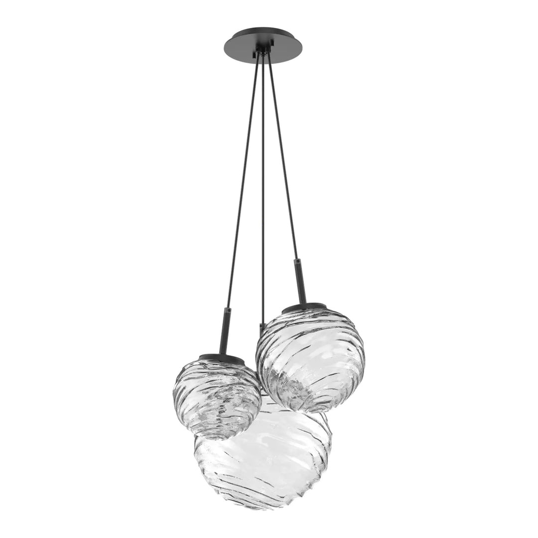 Gaia Cluster Pendant by Hammerton Studio – 3 Lights in Matte Black with Clear glass